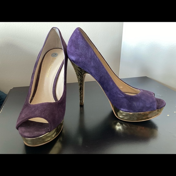 Enzo Angiolini Purple and Gold Platform Heels - Picture 2 of 7